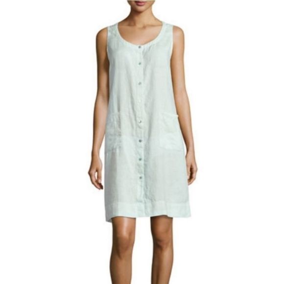 EILEEN FISHER ARORA LINEN BUTTON DOWN DRESS - Picture 1 of 6
